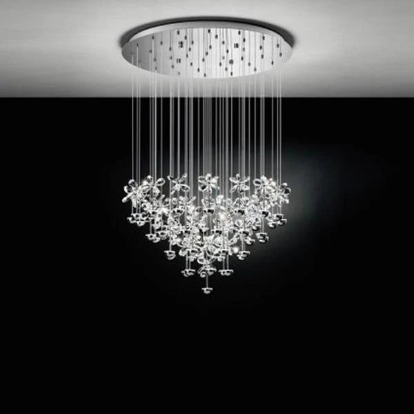 Pianopoli Crystal Chrome LED Pendant Light w/ Clear Glass (10, 15 or 43 Lights)