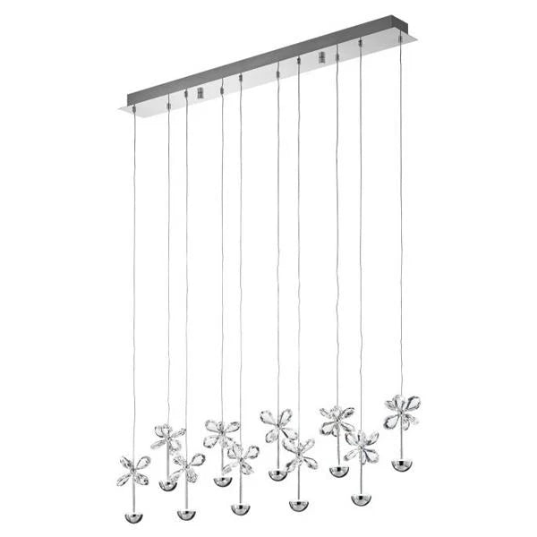 Pianopoli Crystal Chrome LED Pendant Light w/ Clear Glass (10, 15 or 43 Lights)