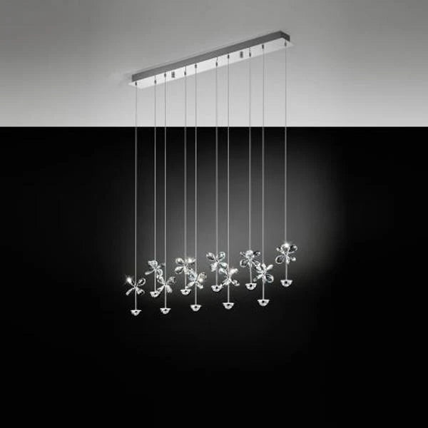 Pianopoli Crystal Chrome LED Pendant Light w/ Clear Glass (10, 15 or 43 Lights)