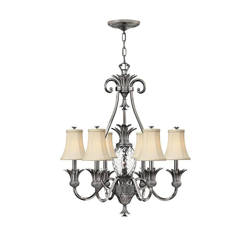 Plantation 7Lt Chandelier E14 in Polished Antique Nickel and Pearl Bronze Elstead