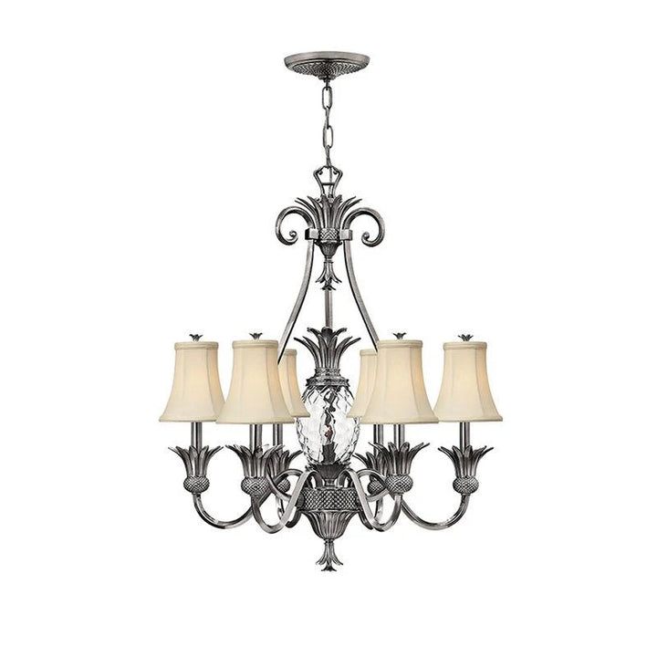Plantation 7Lt Chandelier E14 in Polished Antique Nickel and Pearl Bronze Elstead
