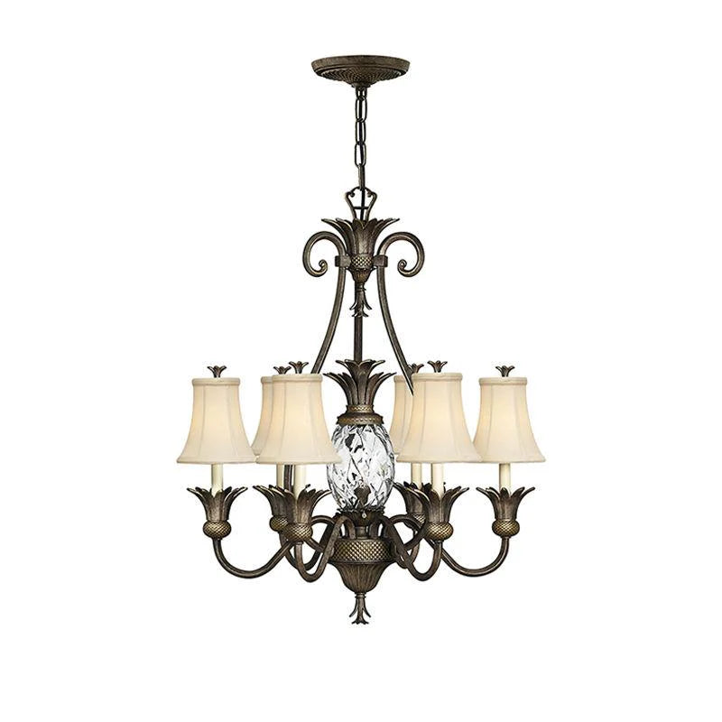 Plantation 7Lt Chandelier E14 in Polished Antique Nickel and Pearl Bronze Elstead