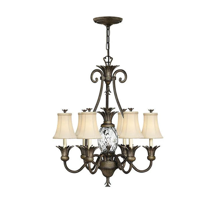 Plantation 7Lt Chandelier E14 in Polished Antique Nickel and Pearl Bronze Elstead