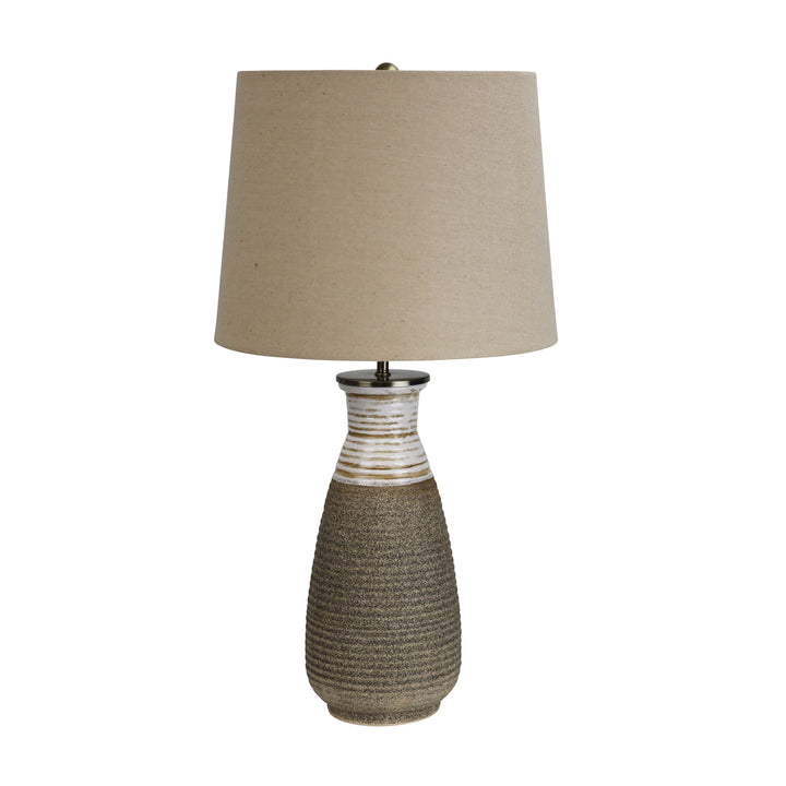 Potton Natural Textured Ceramic Table Lamp with Linen Shade