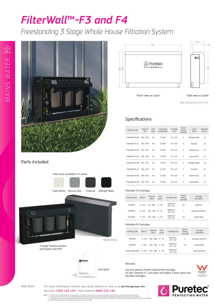Whole House Filtration FilterWall-F4-SW