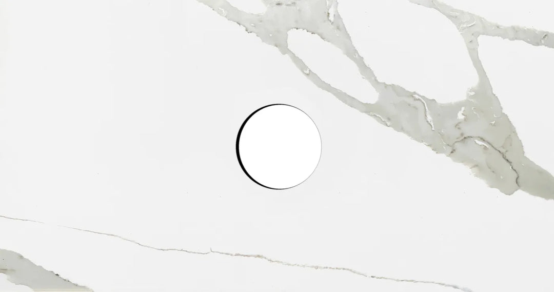 Quartz Stone 900x465x20 Statuario Top 220 Waste Hole