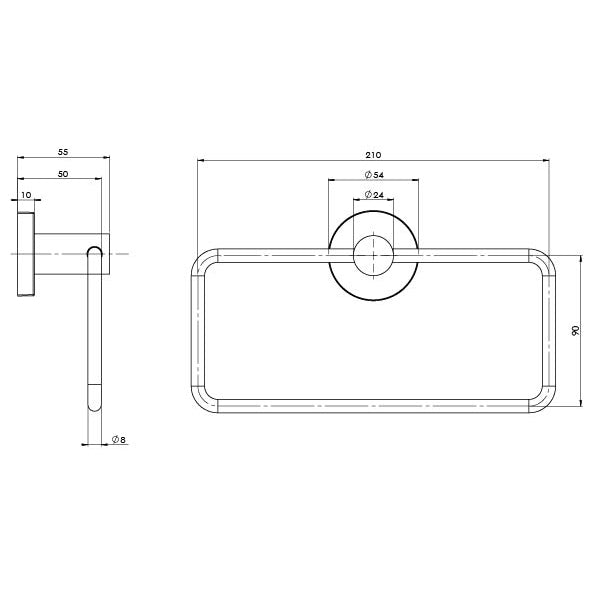 Radii Hand Towel Holder Round Plate