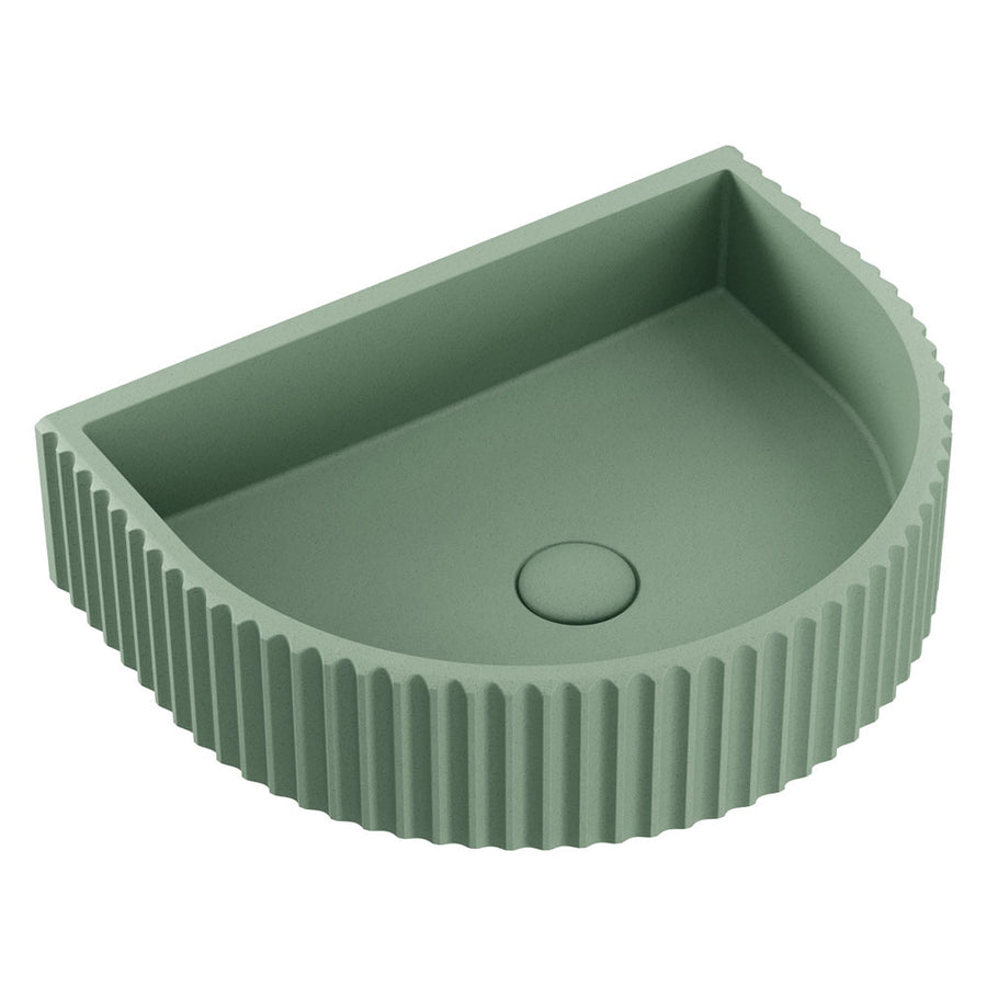 Valentina Fluted Arch Concrete Wall Basin, Sage – Pilbara Bathroom Warehouse Perth and regional Western Australia