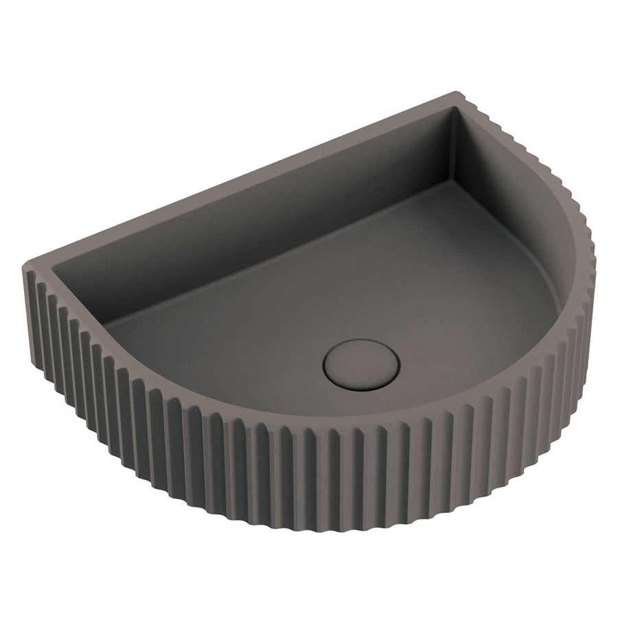 Valentina Fluted Arch Concrete Wall Basin, Warm Grey – Pilbara Bathroom Warehouse Perth and regional Western Australia