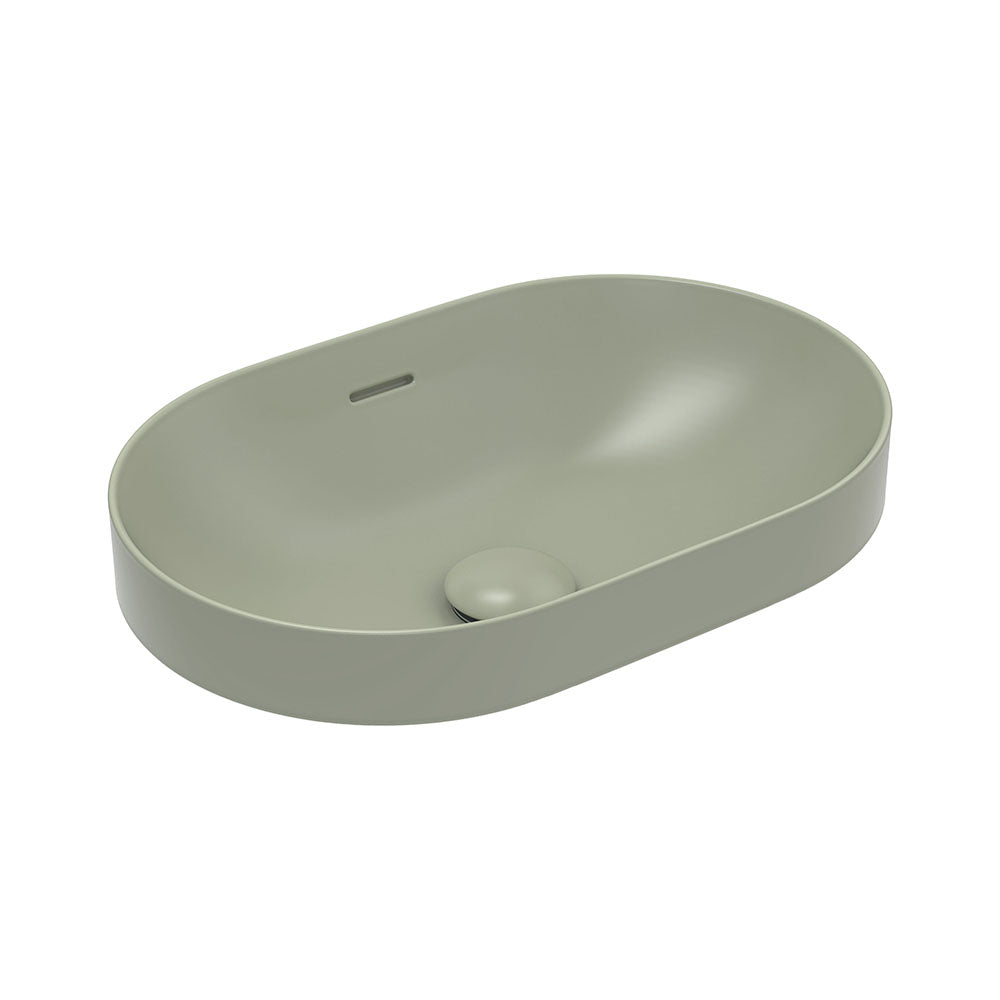 Aluca Pill Ceramic Semi-Inset Basin, Olive – Pilbara Bathroom Warehouse Perth and regional Western Australia
