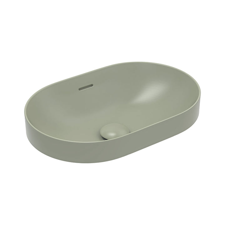 Aluca Pill Ceramic Semi-Inset Basin, Olive – Pilbara Bathroom Warehouse Perth and regional Western Australia