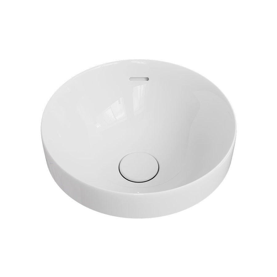 Aluca Round Semi-Inset Basin Gloss White – Versatile Classic Bathroom Basin – Pilbara Bathroom Warehouse Perth and regional Western Australia