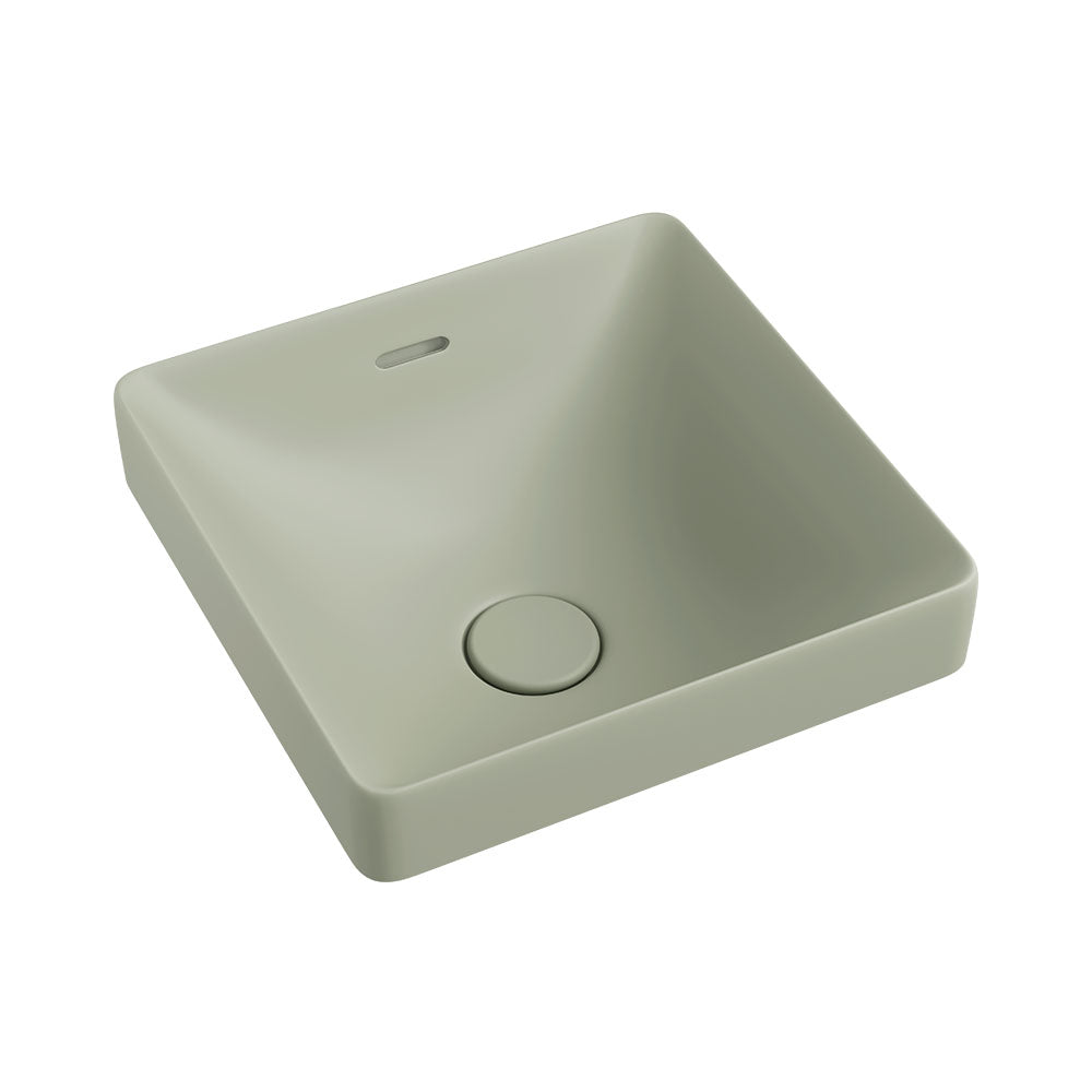 Aluca Square Semi-Inset Basin Matte Olive – Nature-Inspired Bathroom Basin – Pilbara Bathroom Warehouse Perth and regional Western Australia