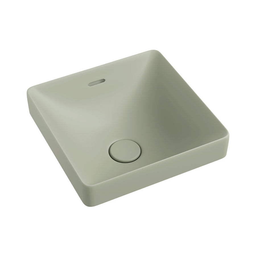 Aluca Square Semi-Inset Basin Matte Olive – Nature-Inspired Bathroom Basin – Pilbara Bathroom Warehouse Perth and regional Western Australia