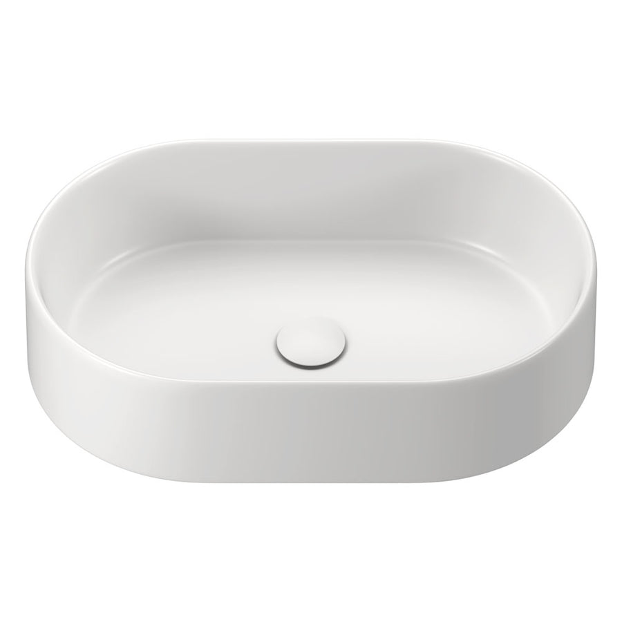 Aluca Pill Above Counter Basin Matte White – Sleek Curved Bathroom Basin – Pilbara Bathroom Warehouse Perth and regional Western Australia