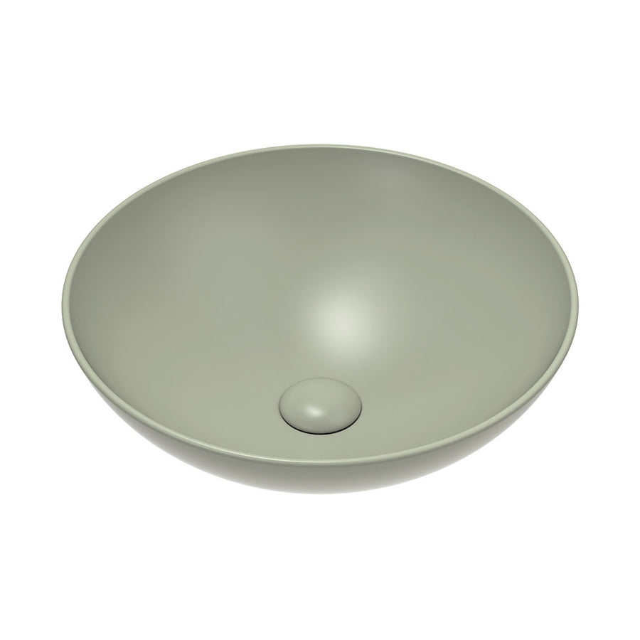 Aluca Above Counter Basin Matte Olive – Earthy Contemporary Vanity Basin – Pilbara Bathroom Warehouse Perth and regional Western Australia