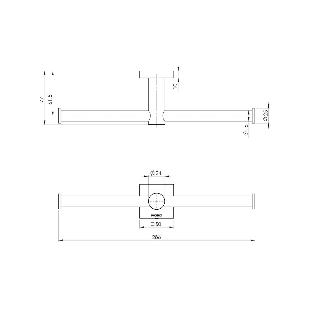Radii Double Toilet Roll Holder Square Plate