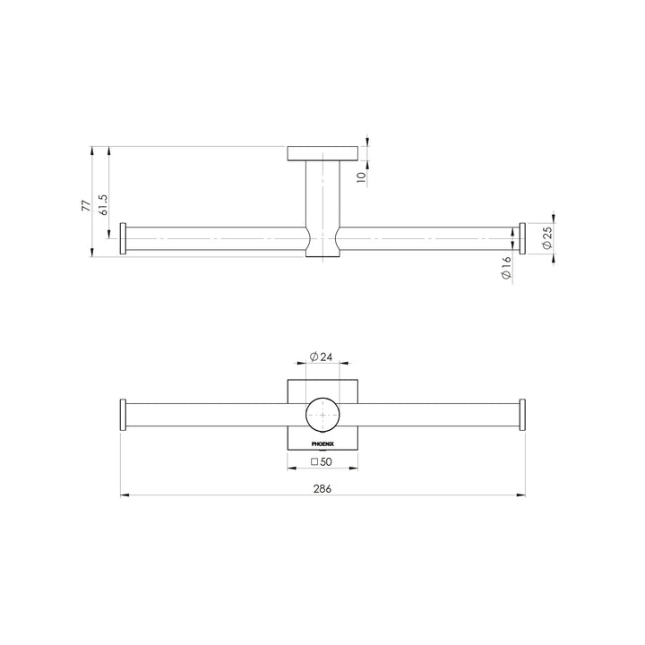 Radii Double Toilet Roll Holder Square Plate