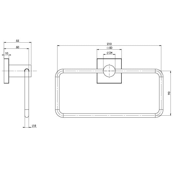 Radii Hand Towel Holder Square Plate