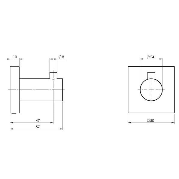Radii Robe Hook Square Plate