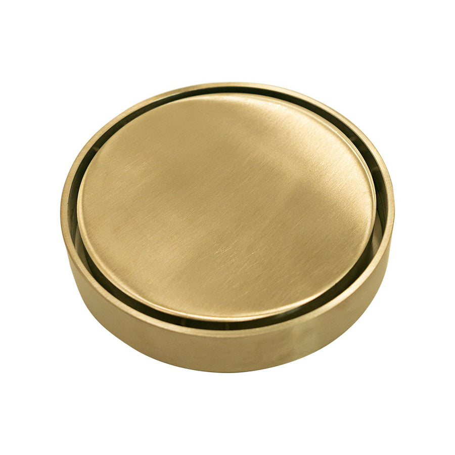 Round 2-in-1 Tile Bed Floor Waste 88mm Urban Brass – Designer Floor Drain – Pilbara Bathroom Warehouse Perth and regional Western Australia