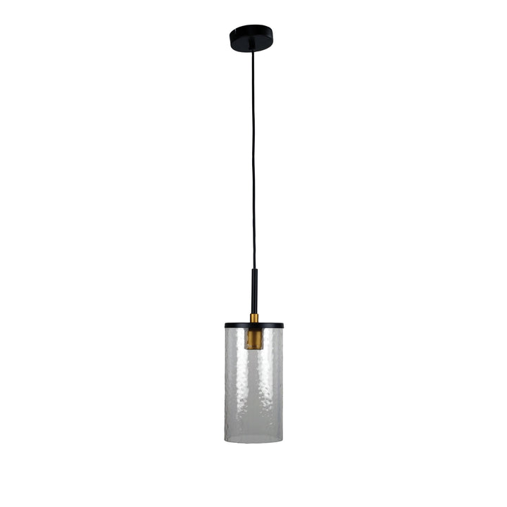Raymont Multi-Drop Pendant – Black Metal with Aged Brass and Obscure Glass