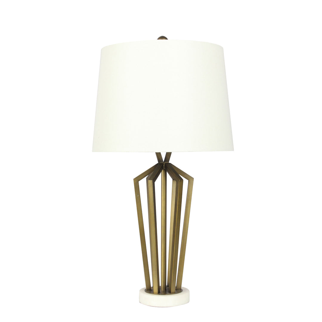 Romsey Geometric Metal Lamp with Ivory Linen Shade