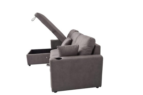 Romy Sofa Bed with storage chaise Truffle II