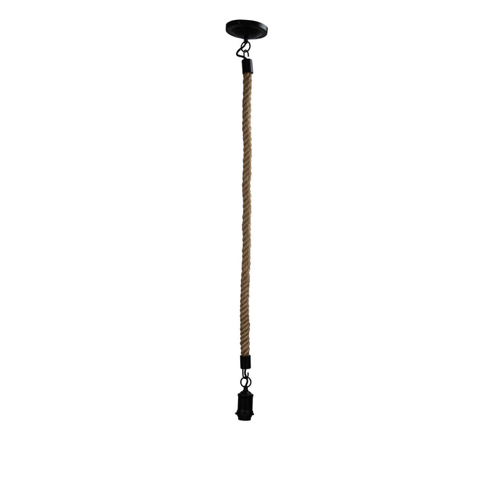 Rope 1.2m Medium Pendant Light in Matt Black and Coir