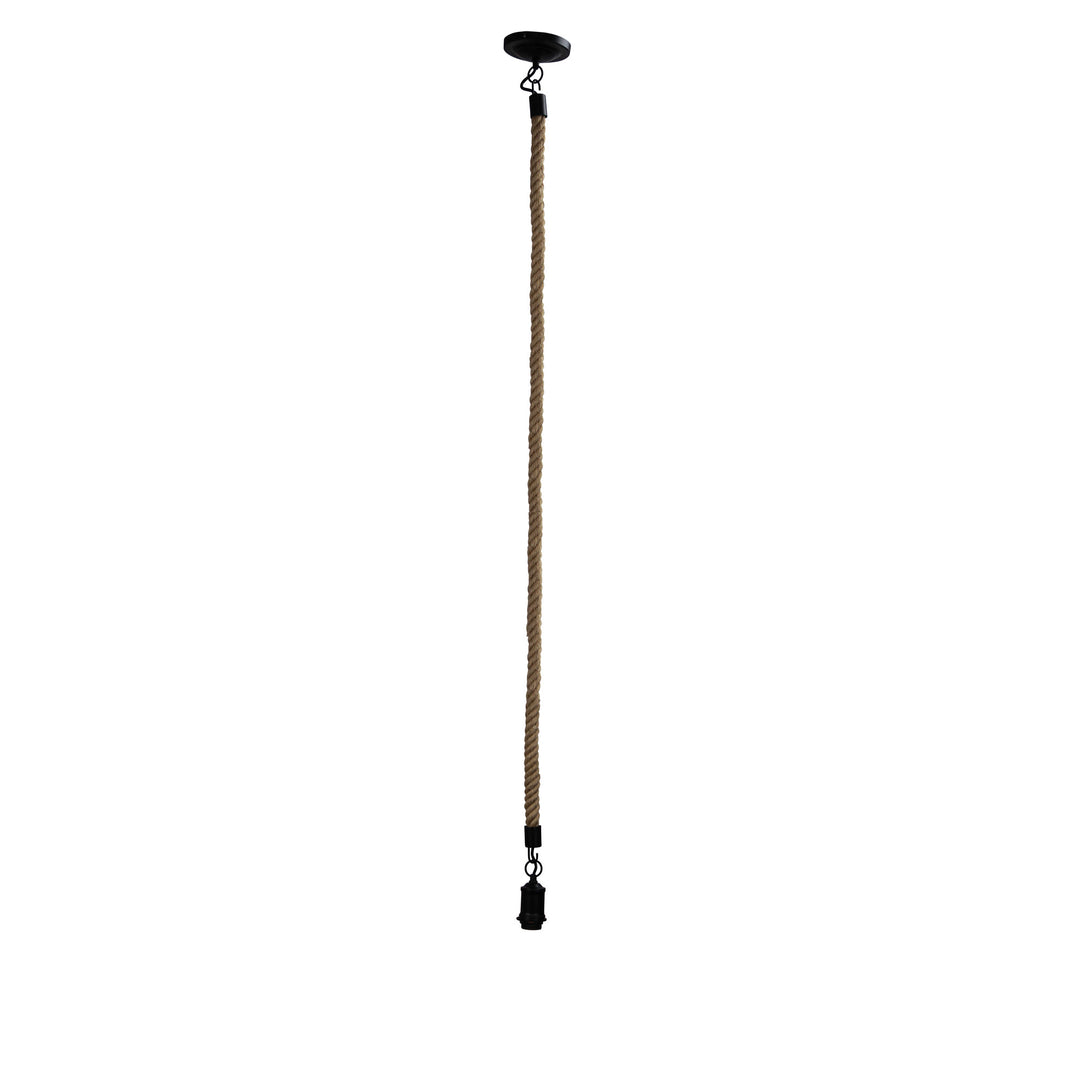 Rope 2m Long Pendant Light in Matt Black and Coir
