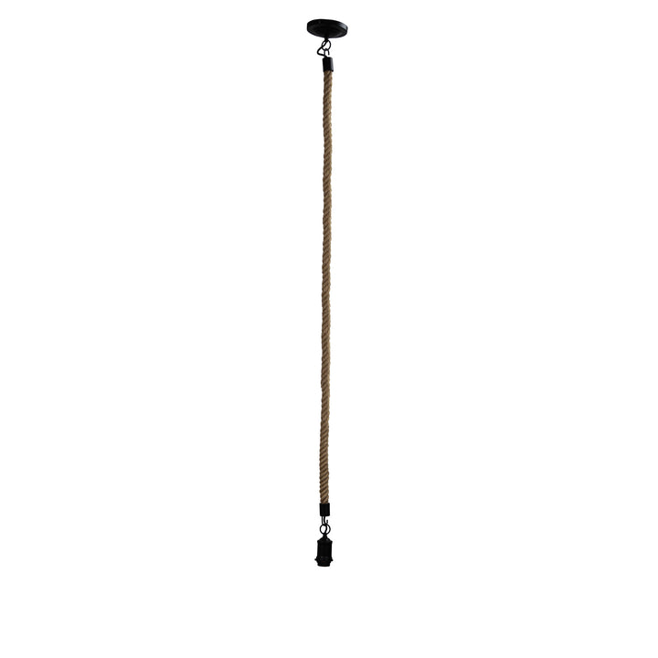 Rope 2m Long Pendant Light in Matt Black and Coir