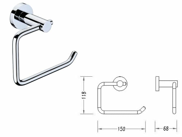 Round Toilet Paper Holder Black