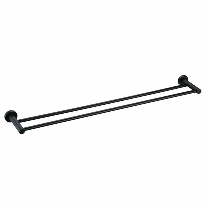 Round Double Towel Rail Black