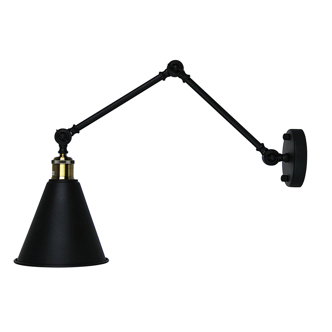 Roxbury Adjustable Wall Light | Matt Black & Antique Brass