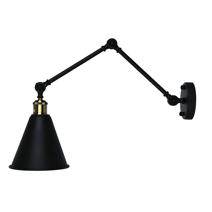 Roxbury Adjustable Wall Light | Matt Black & Antique Brass