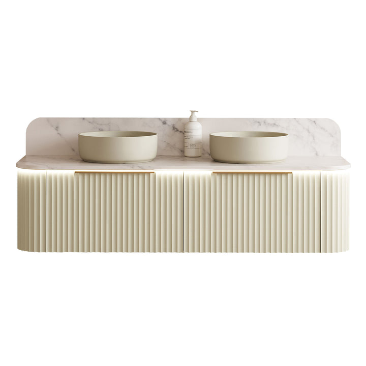 Santos 1500mm Double WG Basins Silk Surface AC Top Wall-Hung Vanity