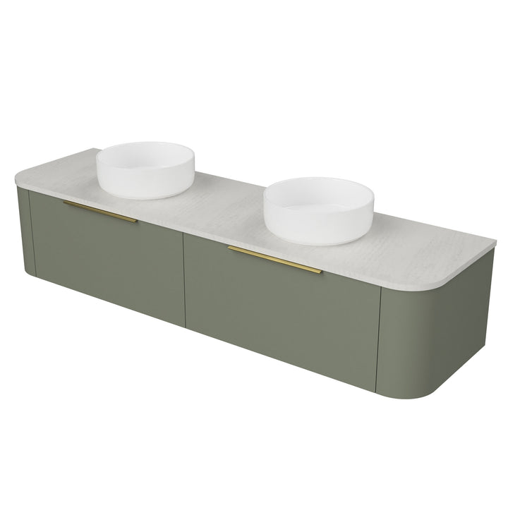 Santos 1800mm Double WG Basins Silk Surface AC Top Wall-Hung Vanity