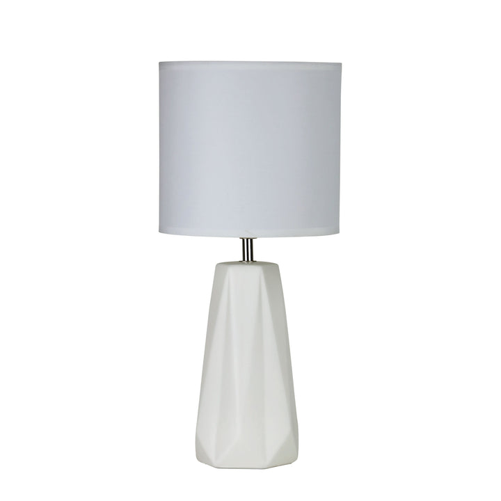 SHELLY Ceramic Table Lamp – White/Black with Fabric Shade