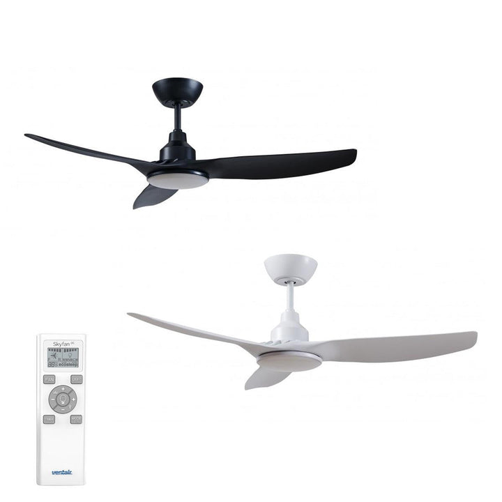48" Skyfan DC Ceiling Fan Black, White, Light Oak with Light SKY1203-L Ventair