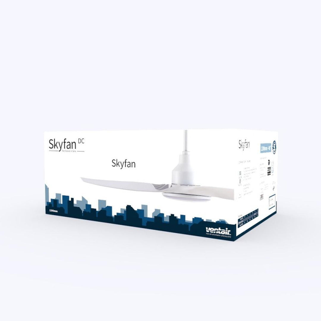 48" Skyfan DC Ceiling Fan Black, White, Light Oak with Light SKY1203-L Ventair