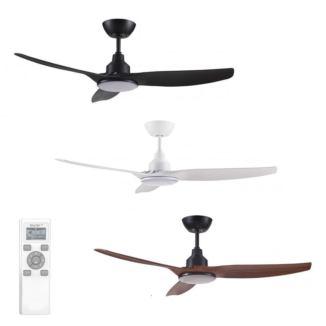 52" Skyfan DC Ceiling Fan Black, White, Teak, Light Oak with Light SKY1303-L Ventair