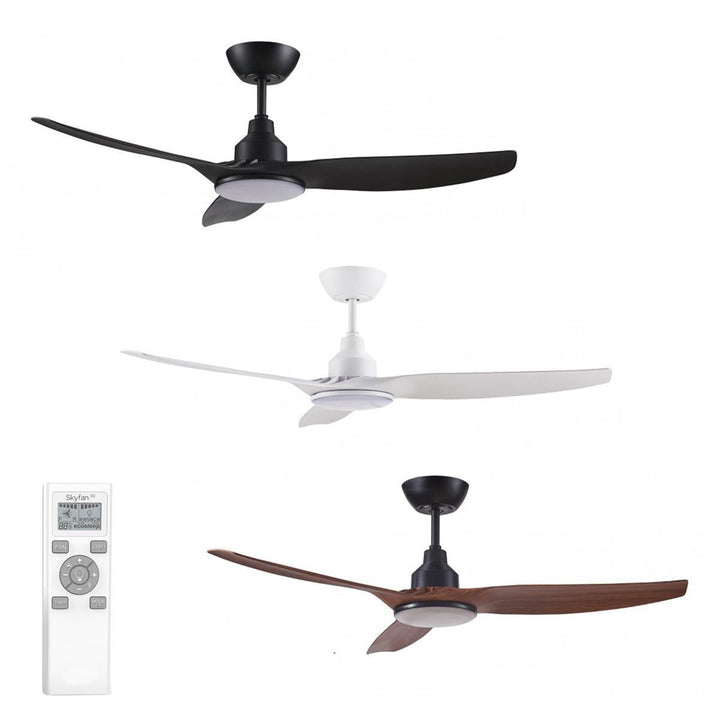 52" Skyfan DC Ceiling Fan Black, White, Teak, Light Oak with Light SKY1303-L Ventair