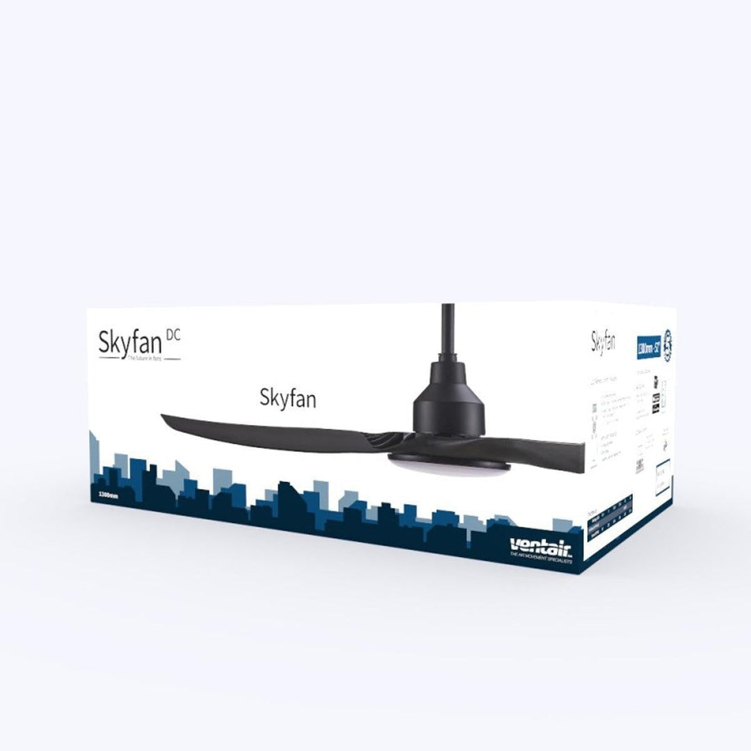 52" Skyfan DC Ceiling Fan Black, White, Teak, Light Oak with Light SKY1303-L Ventair