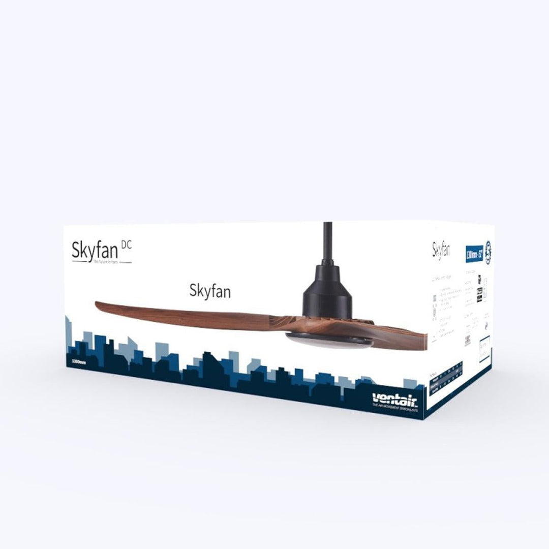 52" Skyfan DC Ceiling Fan Black, White, Teak, Light Oak with Light SKY1303-L Ventair