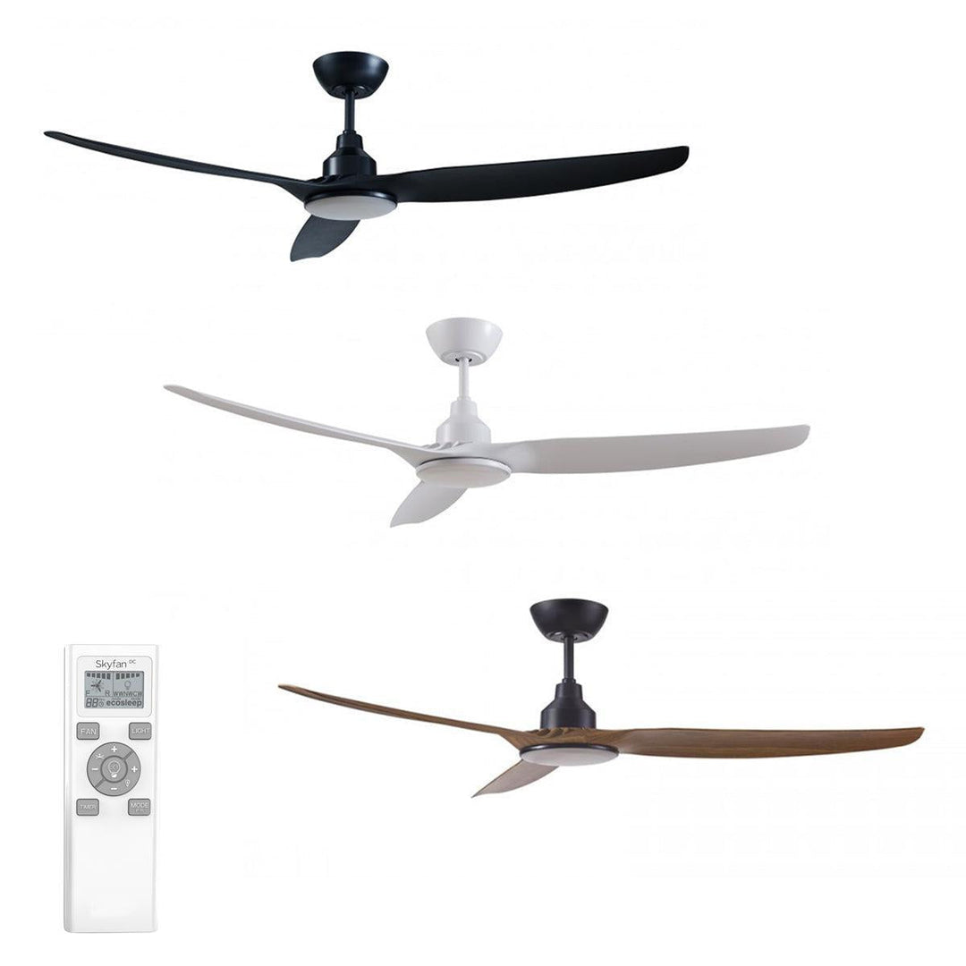 60" Skyfan DC Ceiling Fan Black, White, Teak, Light Oak with Light SKY1503-L Ventair