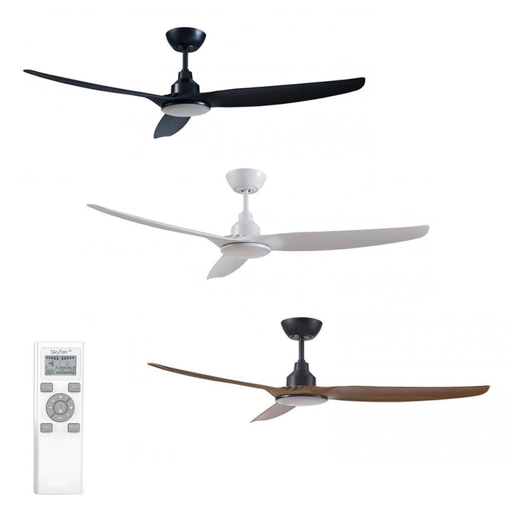 60" Skyfan DC Ceiling Fan Black, White, Teak, Light Oak with Light SKY1503-L Ventair