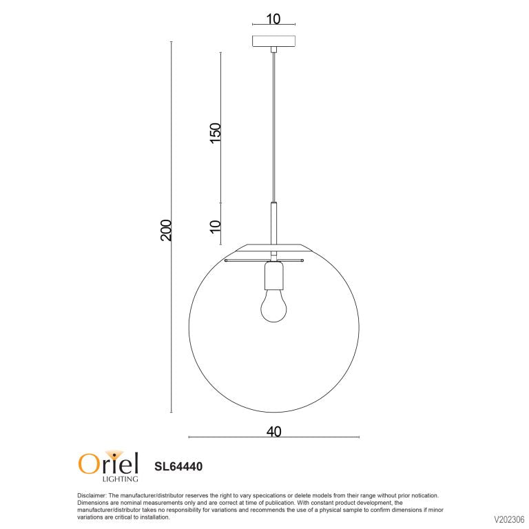 Newton.40 Single Pendant Clear / Brushed Brass – premium home and bathroom accessory from Pilbara Bathroom Warehouse
