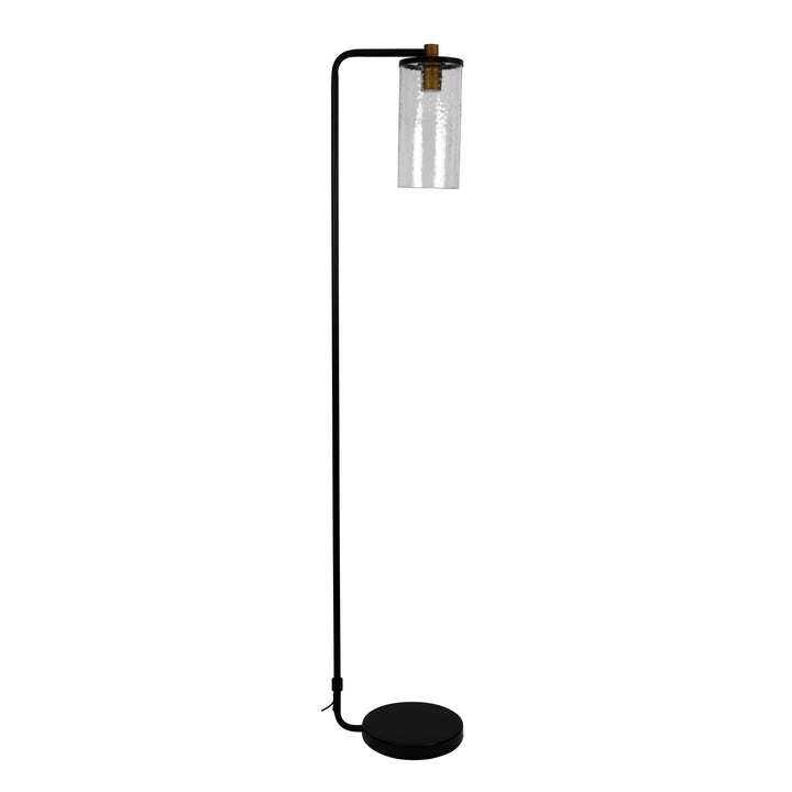 Water Weave Glass Floor Lamp in Black and Aged Brass
