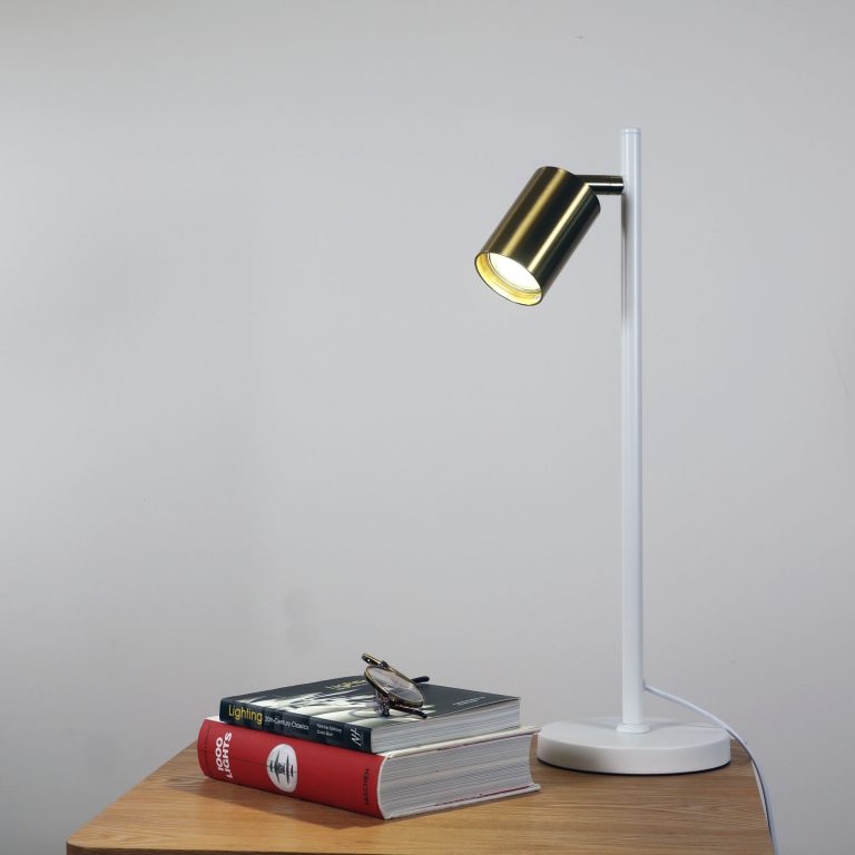 Ponte Desk Lamp White/Satin Brass