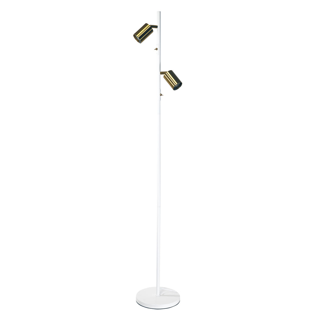 Ponte Twin Floor Lamp White/Satin Brass